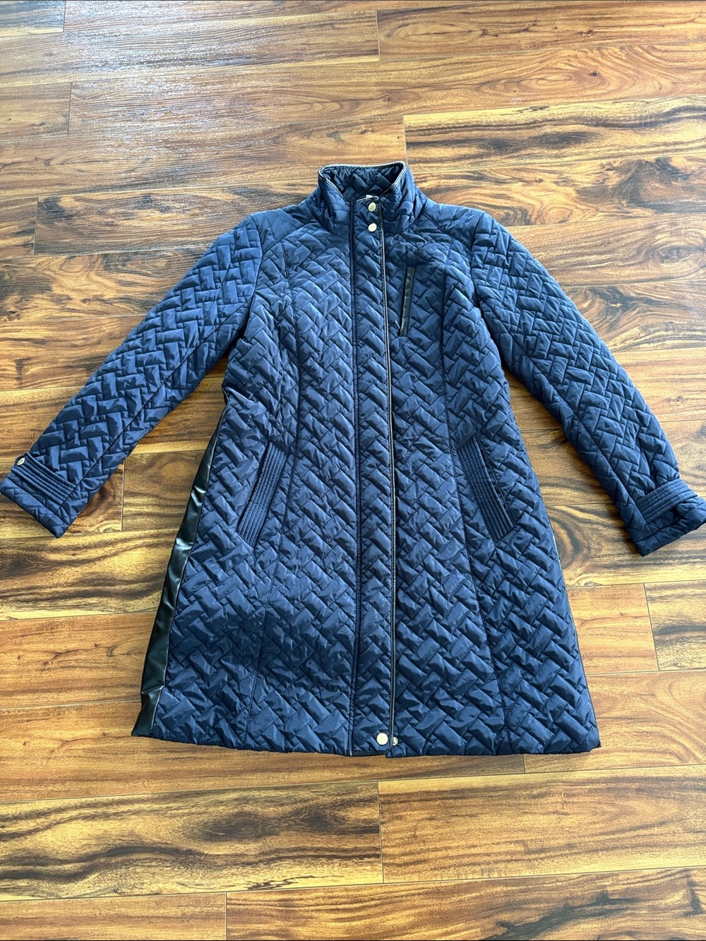 Quilted Cole Hana Navy Women's Long Coat